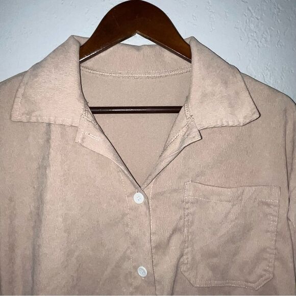 Tan Long Sleeve Button Down Shacket - Picture 3 of 11